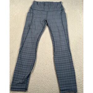 Lululemon Align Legging Women 8 Blue Gingham Crop Athleisure Yoga Gym High Rise